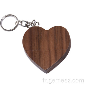 Logo personnalisé gratuit en bois coeur d&#39;amour Flash Drive